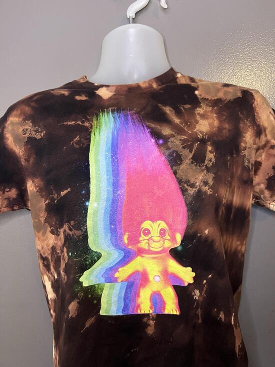 Next Level Apparel Other - Good Luck Trolls Shirt Mens Small Brown Bleach Tie Dye Rainbow Graphic Tee